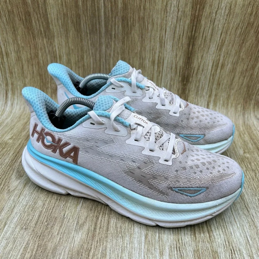 Hoka One One Clifton 9 Women's 7.5 Frost Blue White Running Shoes 1127896 FTRS